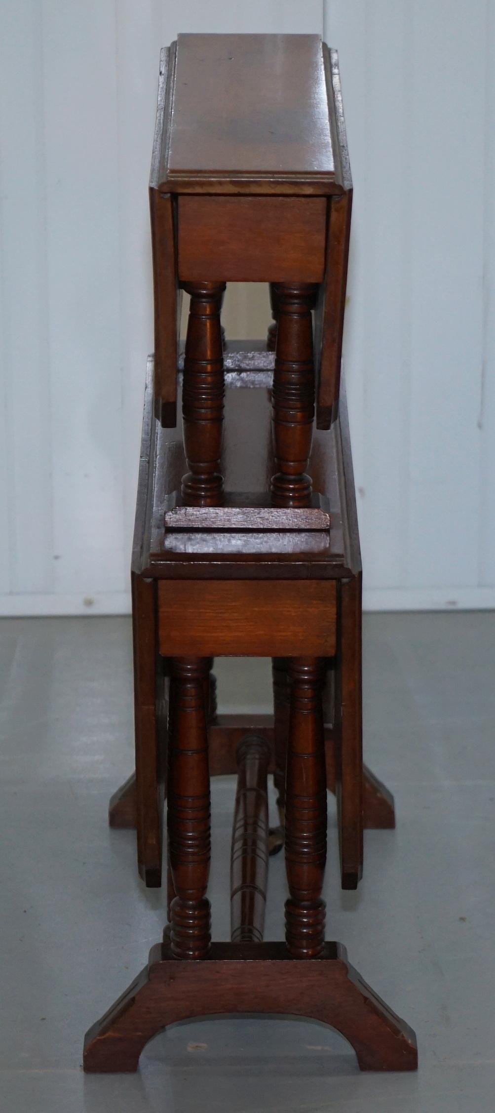 Two-Tier Folding Victorian Mahogany Side End Wine Occasional Dumb Waiter Table 1