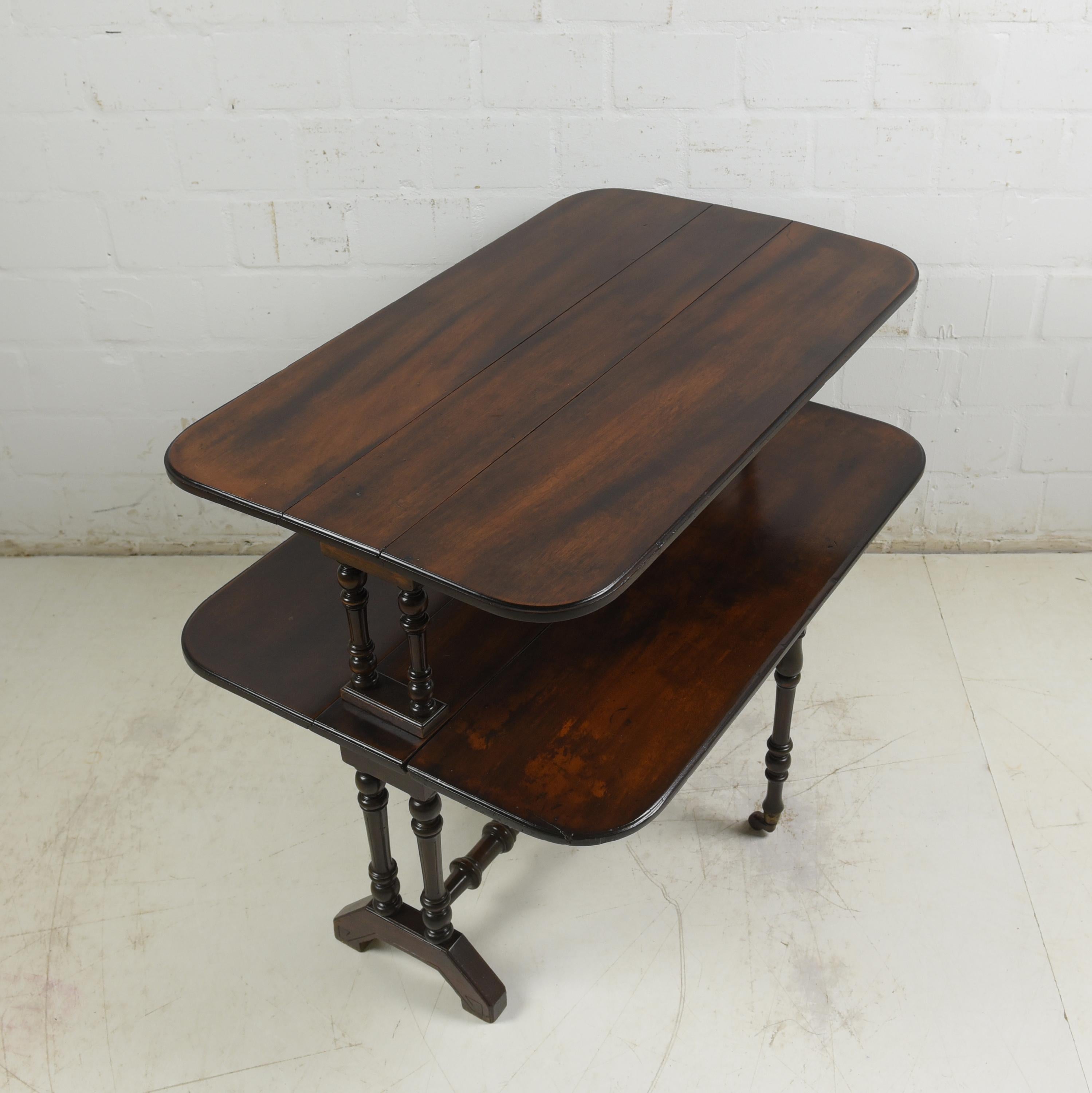 Two Tier Gateleg Folding Table / Shelving Table in Mahogany England, 1880 For Sale 7