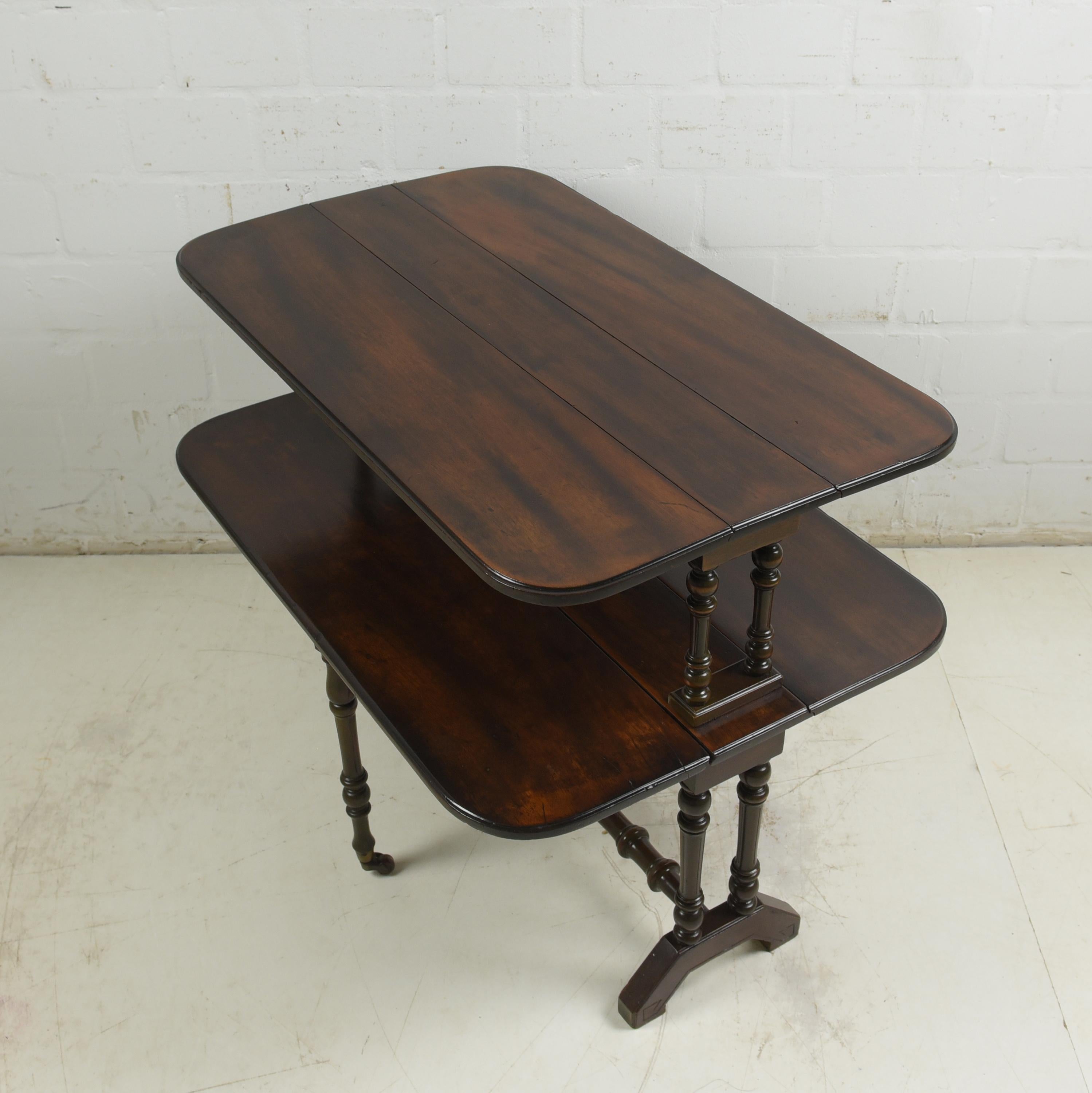 Two Tier Gateleg Folding Table / Shelving Table in Mahogany England, 1880 For Sale 8