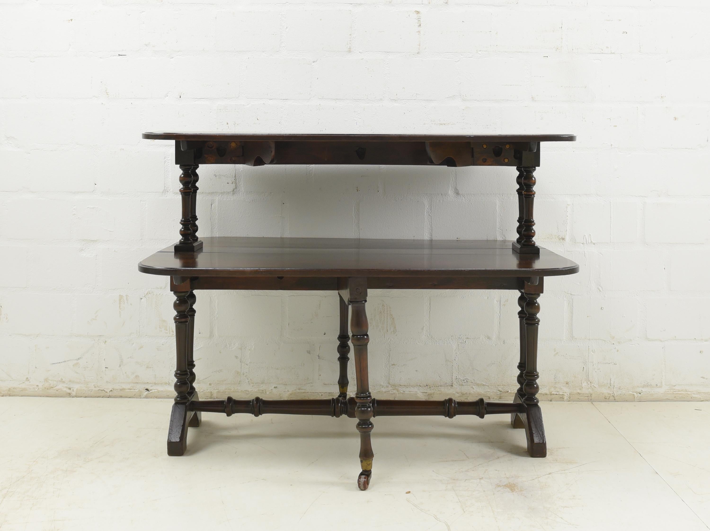 Two Tier Gateleg Folding Table / Shelving Table in Mahogany England, 1880 For Sale 1