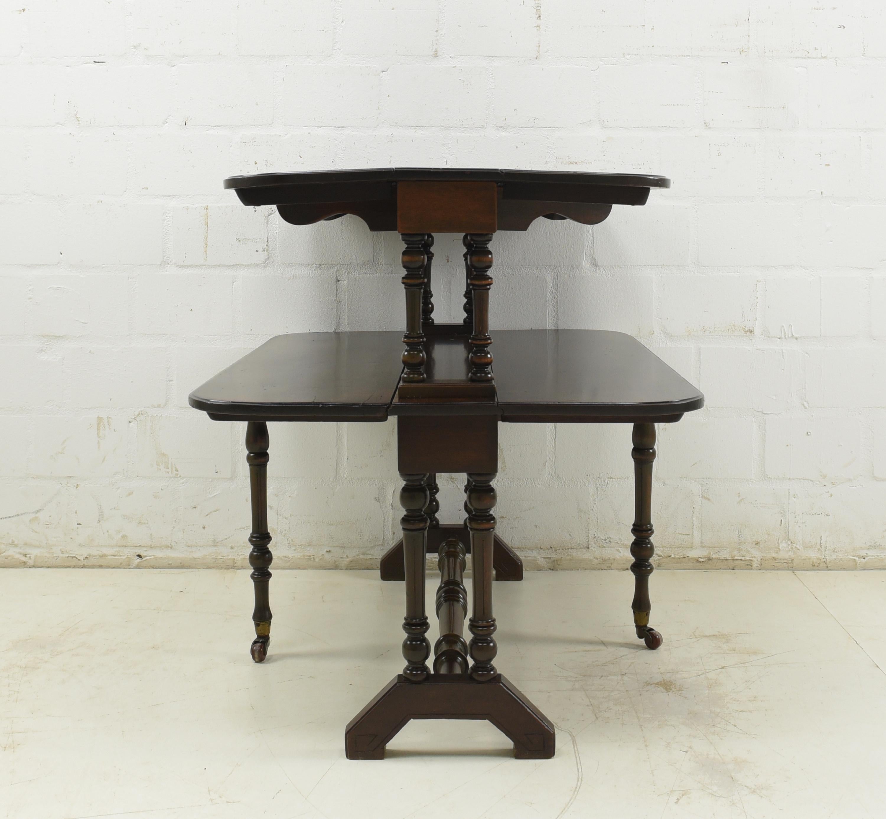 Two Tier Gateleg Folding Table / Shelving Table in Mahogany England, 1880 For Sale 2