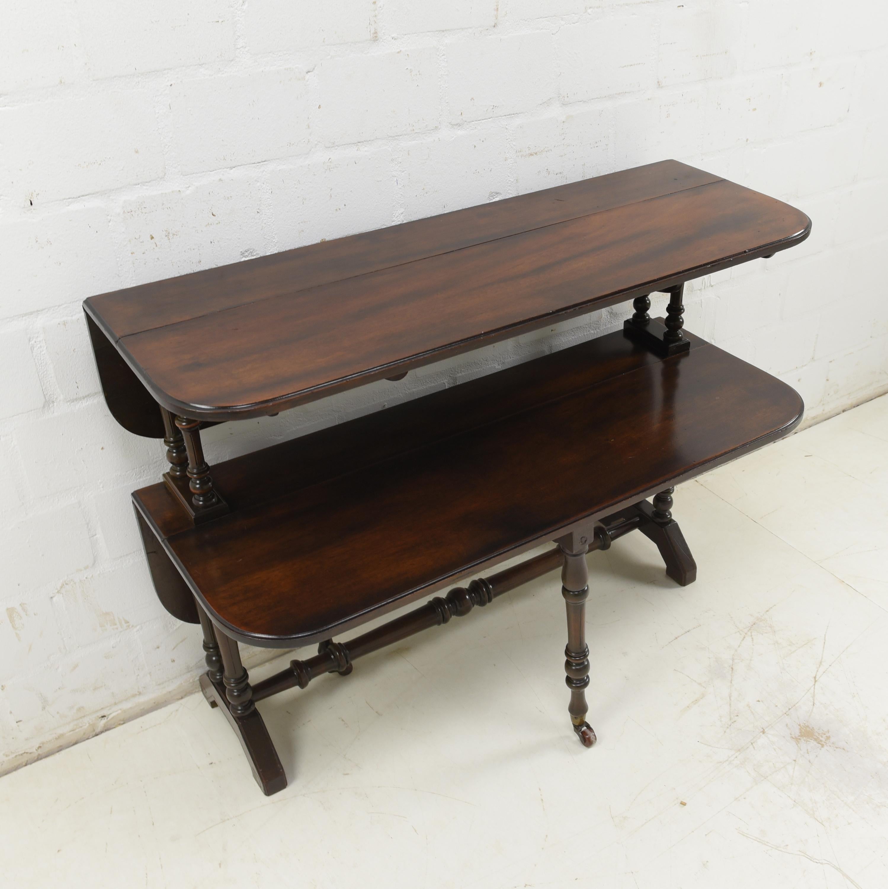Two Tier Gateleg Folding Table / Shelving Table in Mahogany England, 1880 For Sale 3