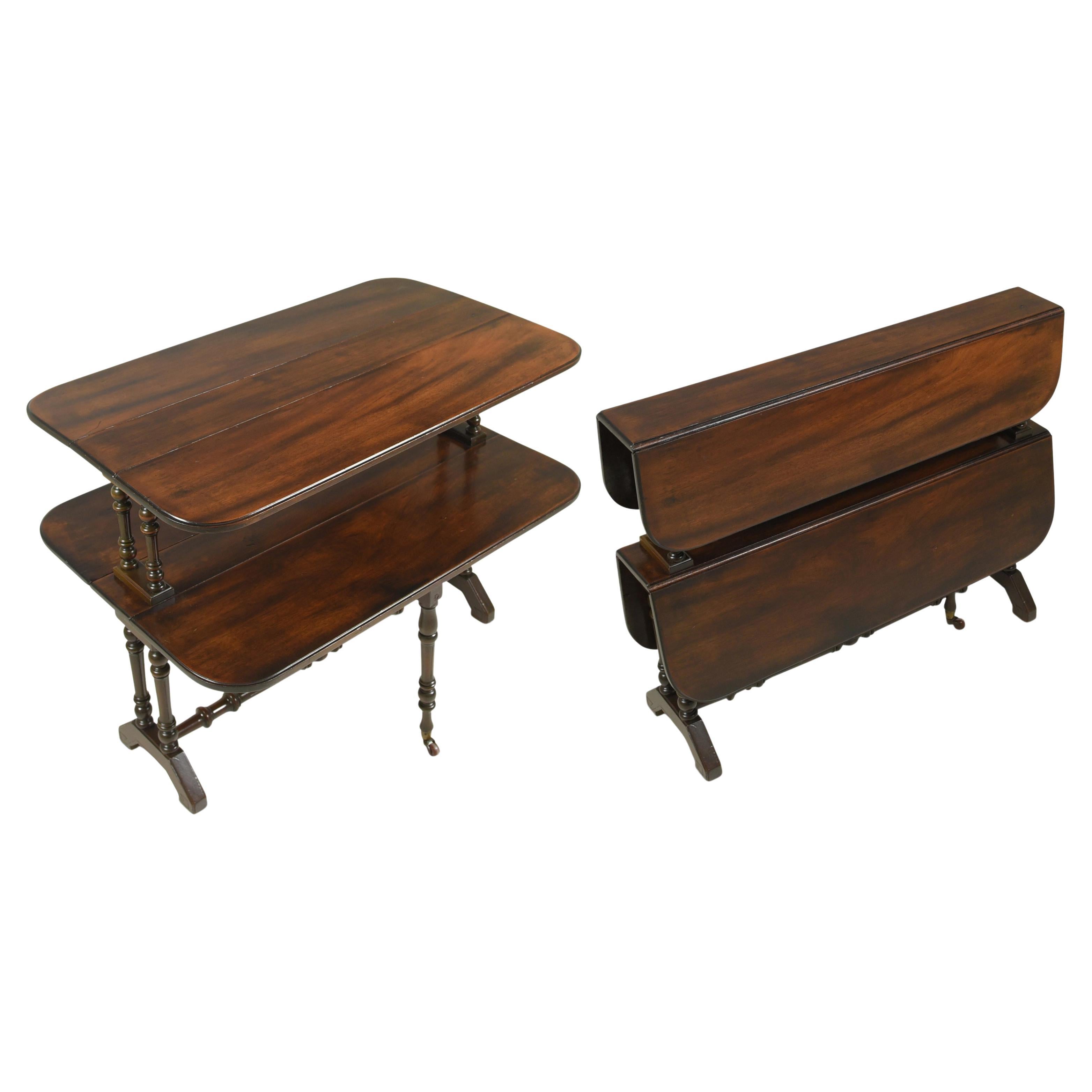 Two Tier Gateleg Folding Table / Shelving Table in Mahogany England, 1880