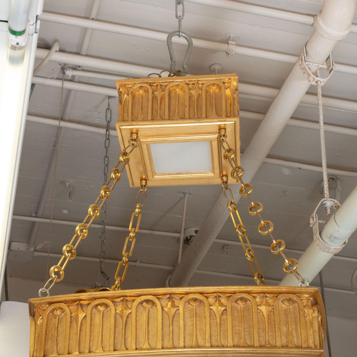 Two-Tier Giltwood Pendant by Carlos Villegas For Sale 1