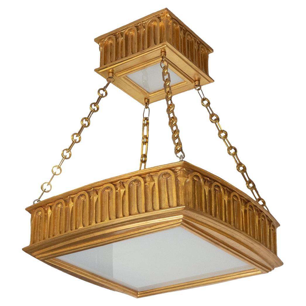 Two-Tier Giltwood Pendant by Carlos Villegas For Sale