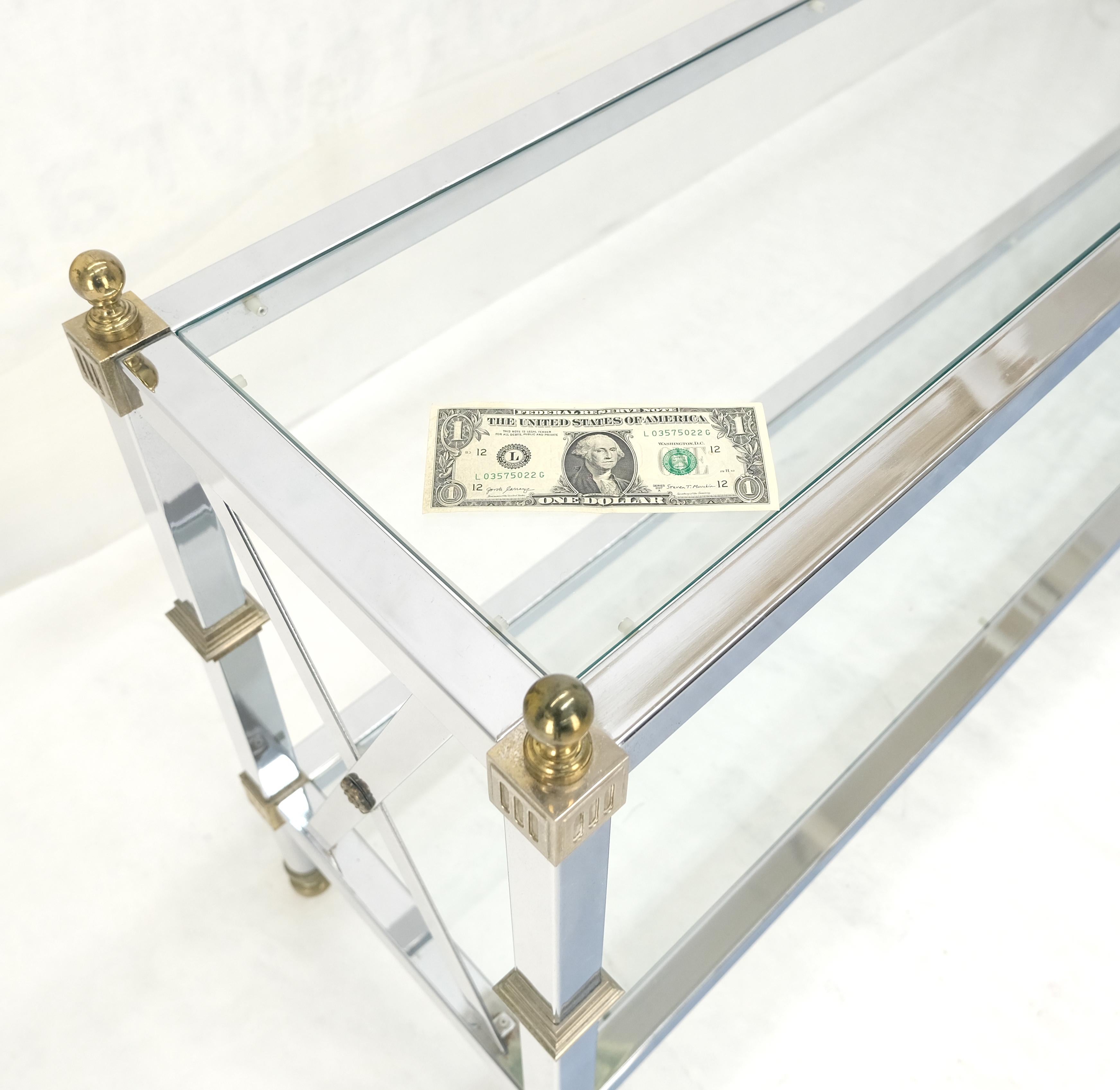 Two Tier Glass Shelves Chrome & Brass Rectangle 60