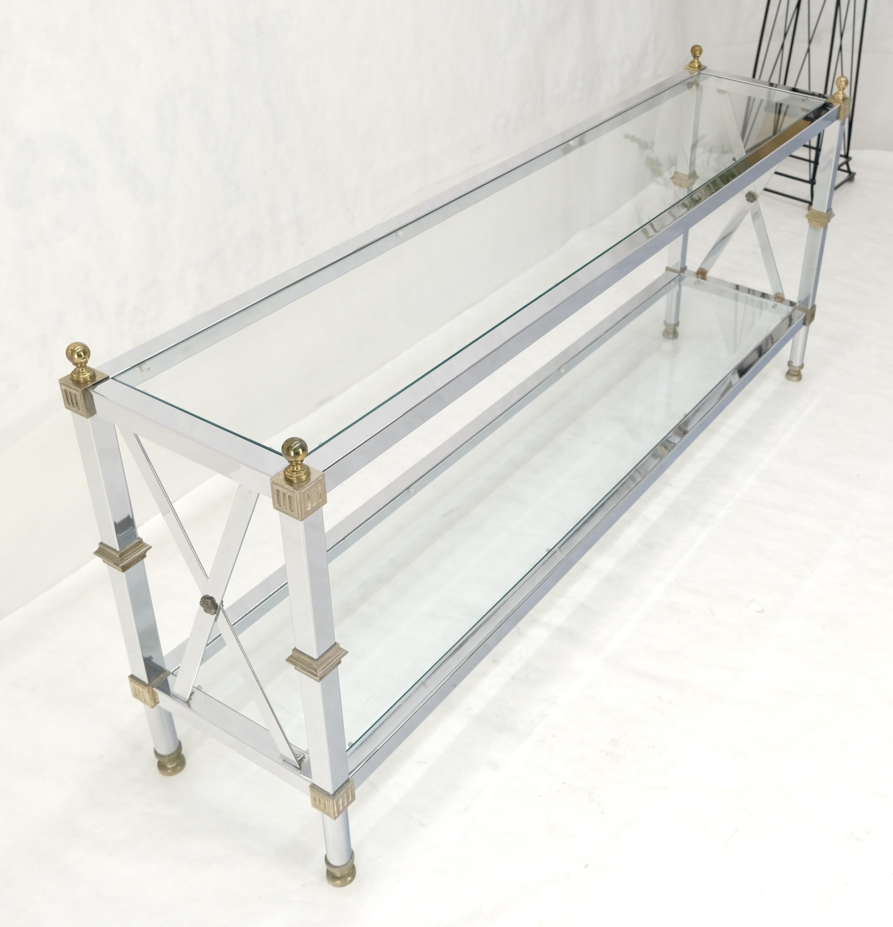 Two Tier Glass Shelves Chrome & Brass Rectangle 60