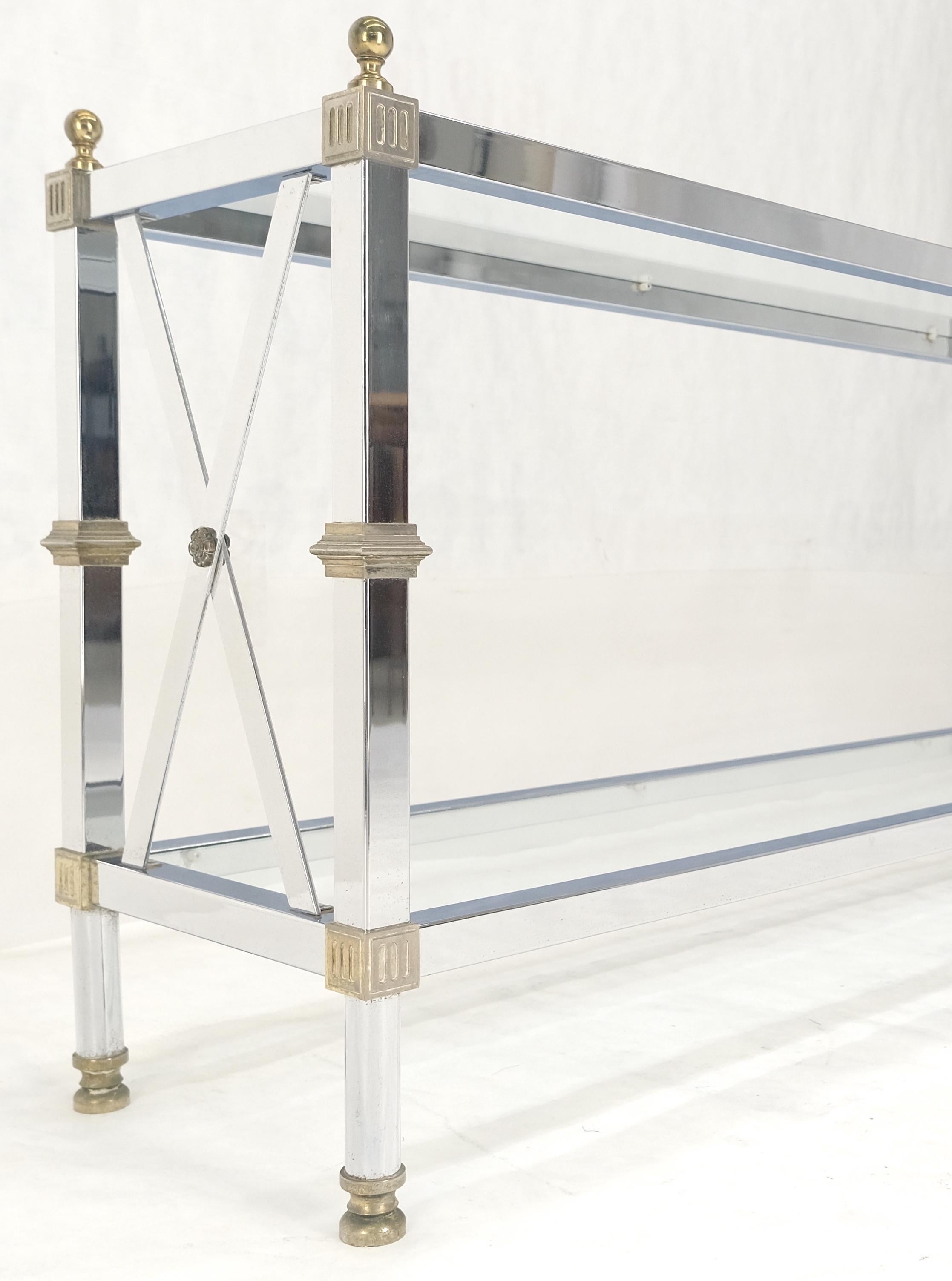 Two Tier Glass Shelves Chrome & Brass Rectangle 60