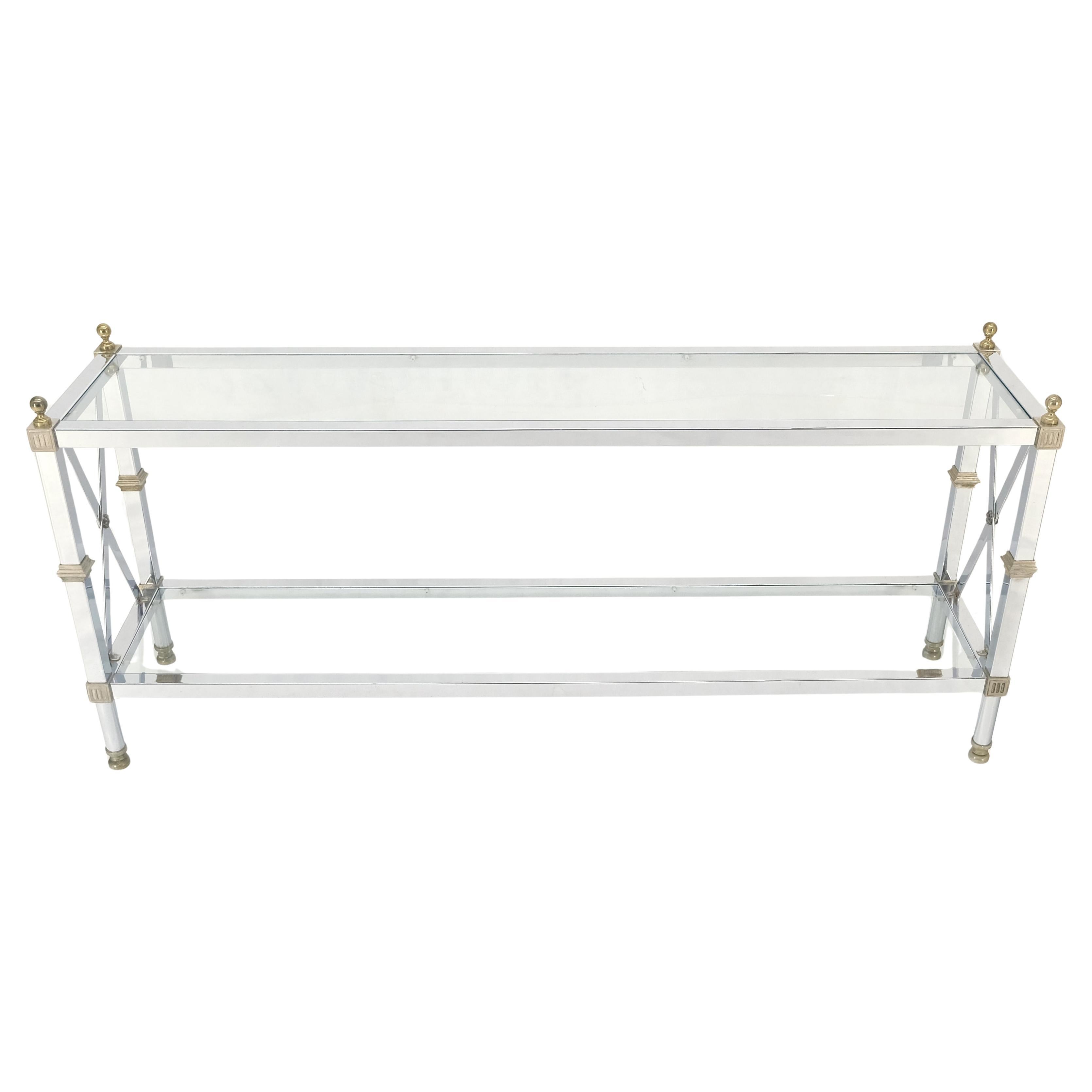 Two Tier Glass Shelves Chrome & Brass Rectangle 60