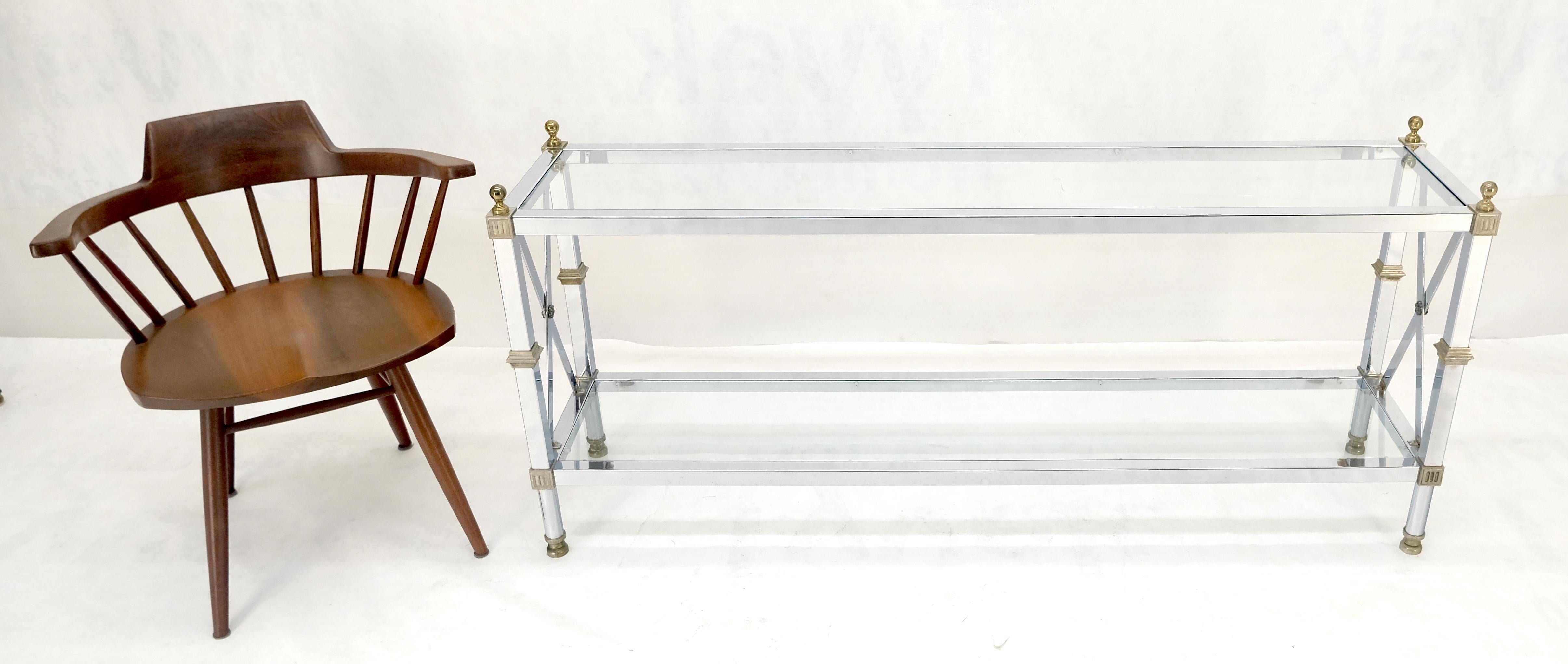 Two Tier Glass Shelves Chrome & Brass Rectangle 60