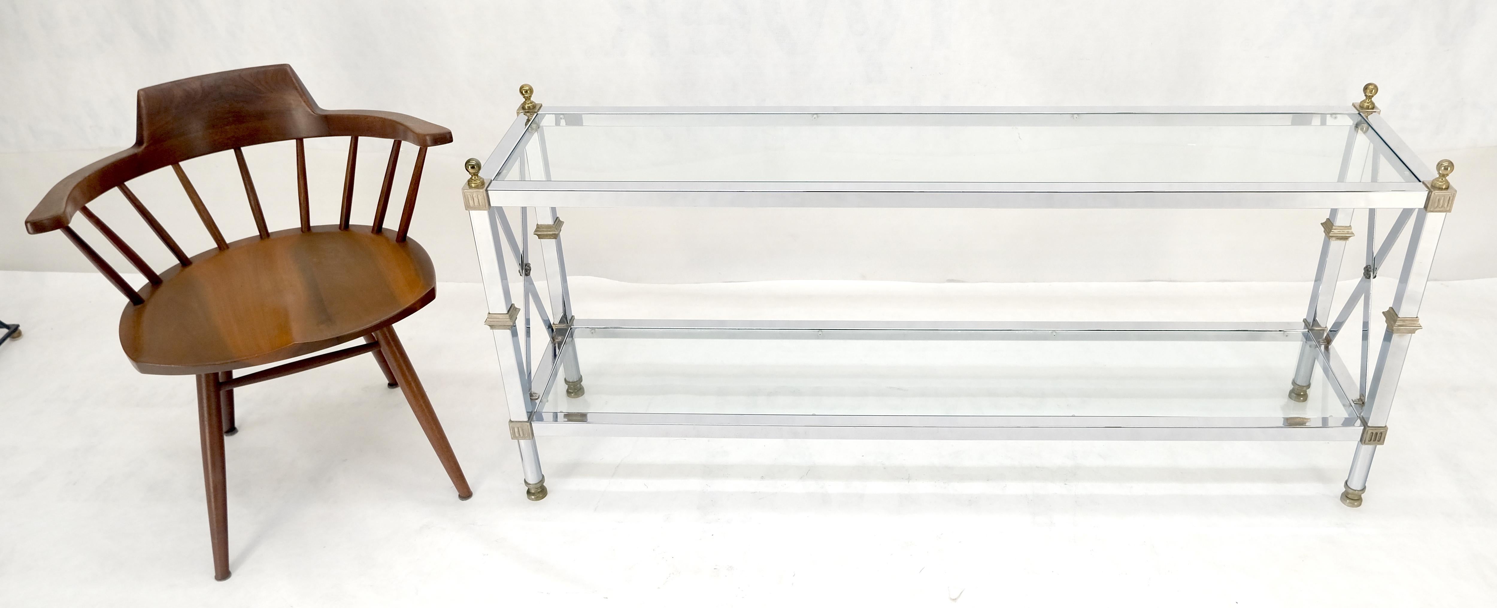 20th Century Two Tier Glass Shelves Chrome & Brass Rectangle 60