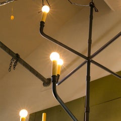 Custom, Forged Two-Tier Hand-Made Iron "Knox" Chandelier