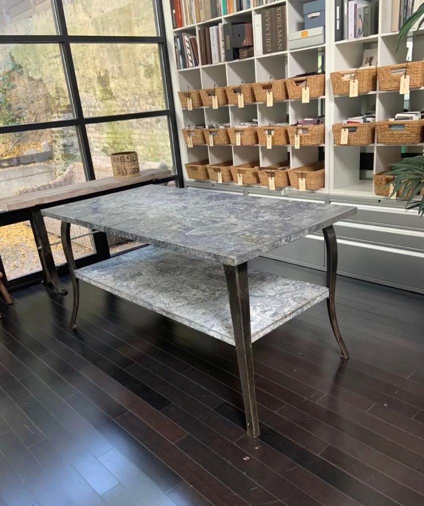Unknown Two Tier Industrial Zinc Table  For Sale