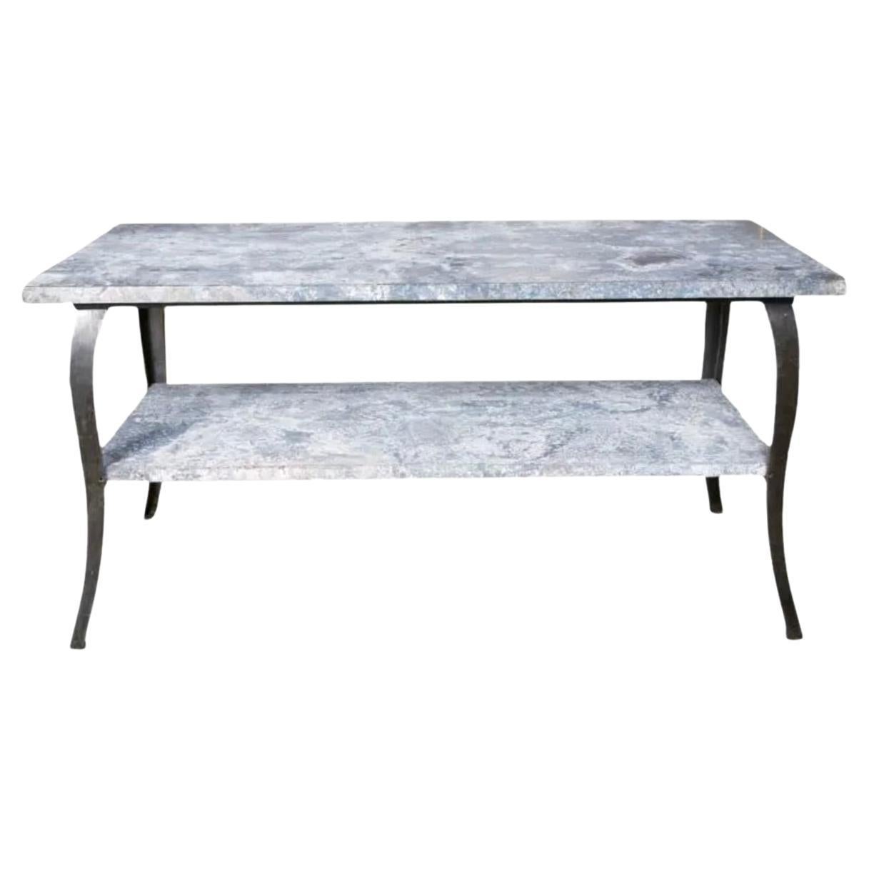 Two Tier Industrial Zinc Table  For Sale