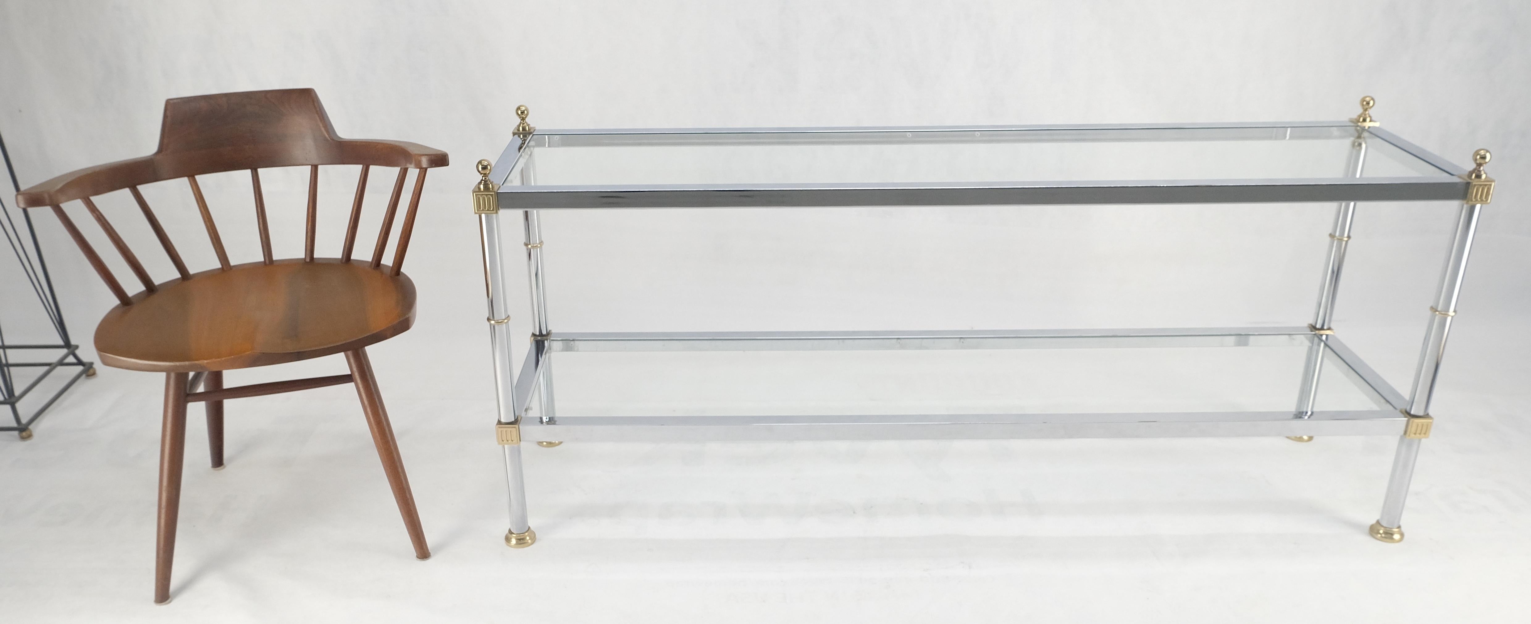 20th Century Two Tier Italian Glass Shelve Chrome 7 Brass 60