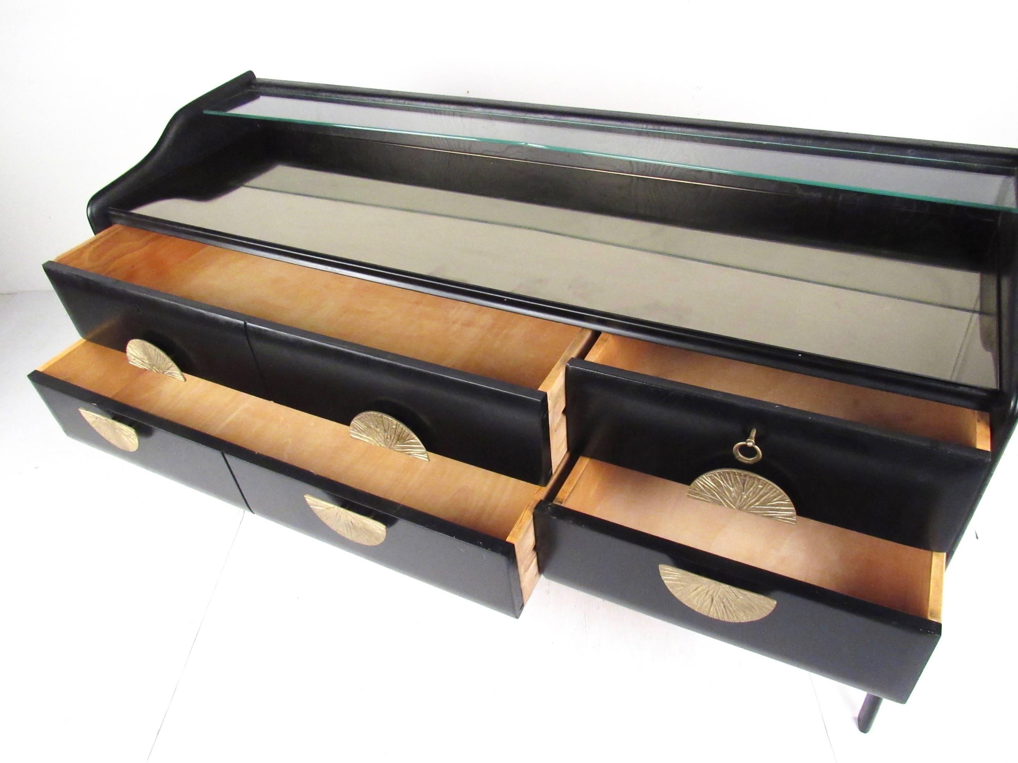 Wood Two-Tier Italian Modern Sideboard