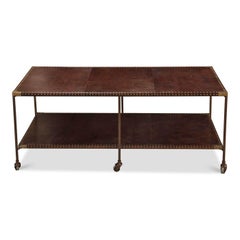 Two-Tier Leather Top Coffee Table