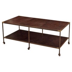 Two-Tier Leather Top Coffee Table