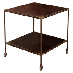 Two-Tier Leather Top End Table