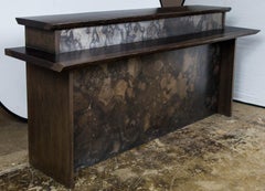 Two-Tier Live Edge Wood and Metal Bar