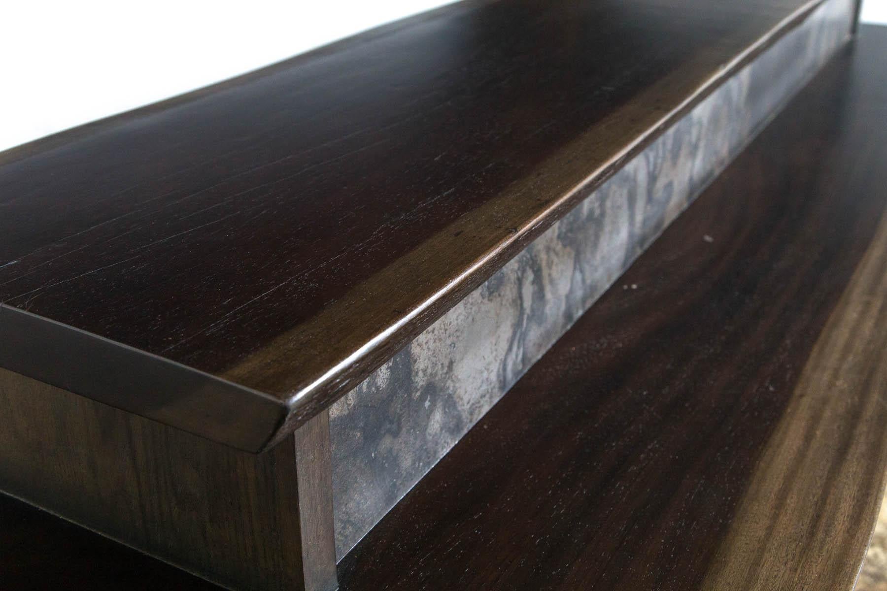 Two-Tier Live Edge Wood and Metal Bar In New Condition For Sale In Norwalk, CT