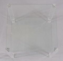 Two Tier Lucite Glass Square Side Tables, 1970s, France