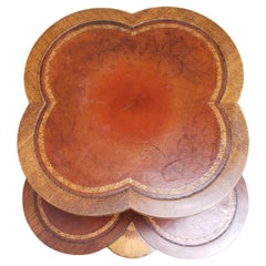 Two-Tier Mahogany and Walnut with Satinwood Inlays and Leather Top Dumbwaiter