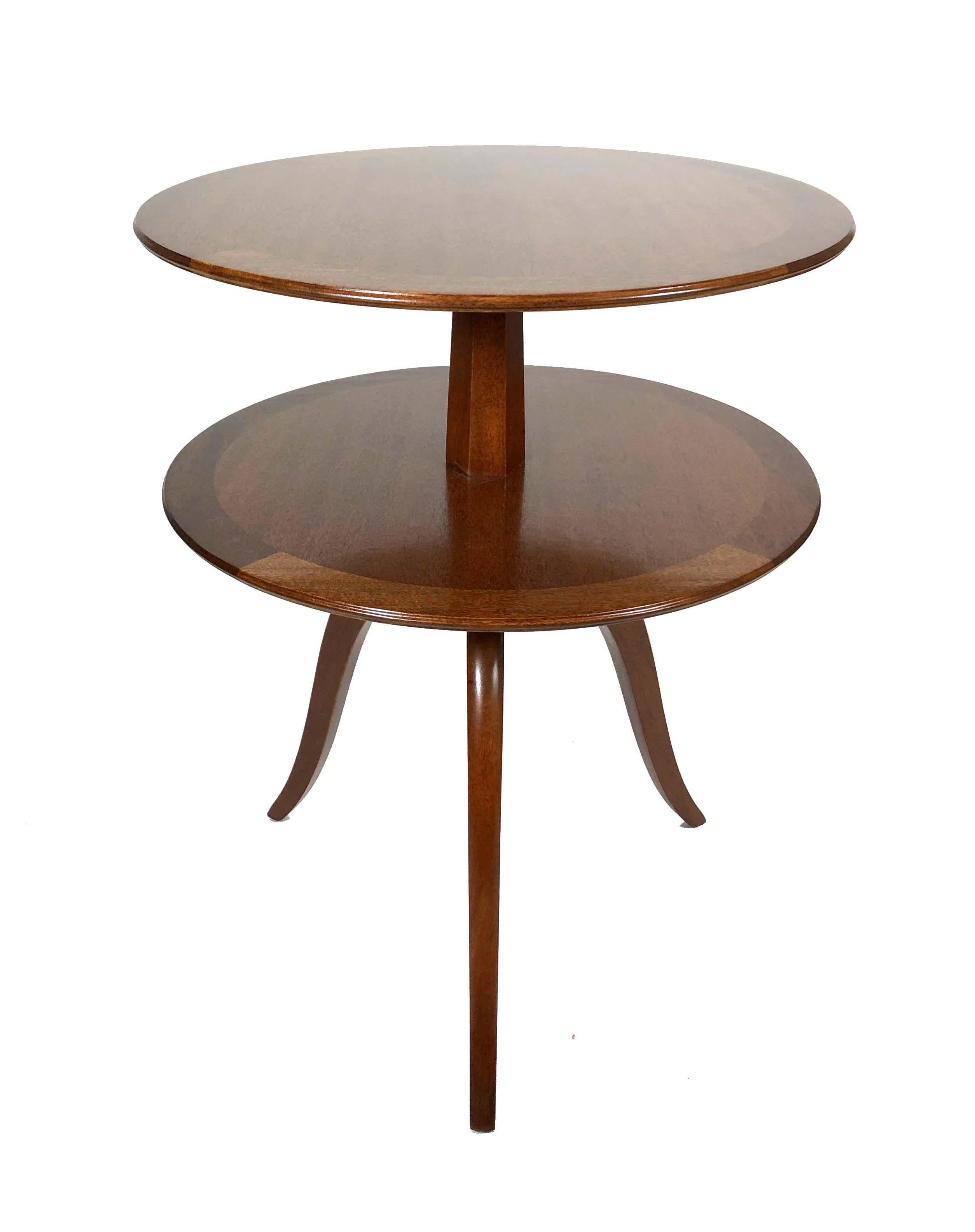 American Two-Tier Mahogany Side Table by Edward Wormley for Dunbar