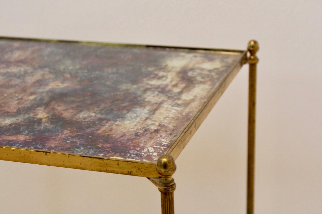Two-Tier Maison Charles Brass Side Table in Bronze Oxided Glass 2