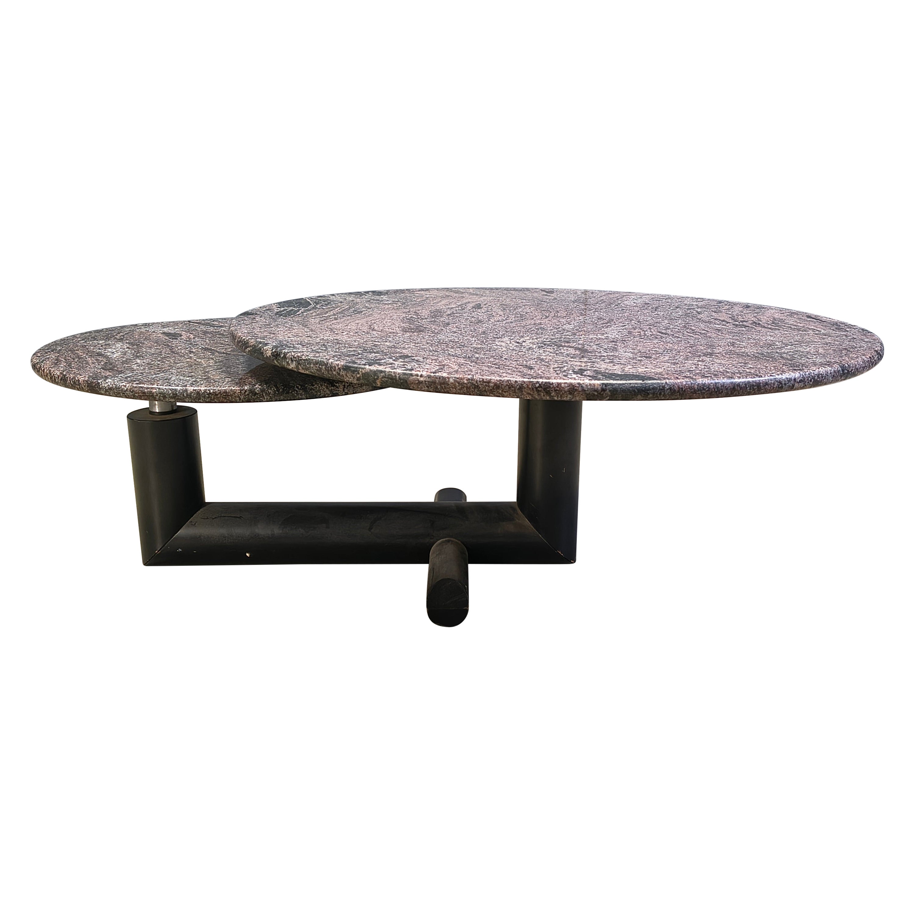 Two tier marble pivoting top coffee table by roche Bobois, 1980s