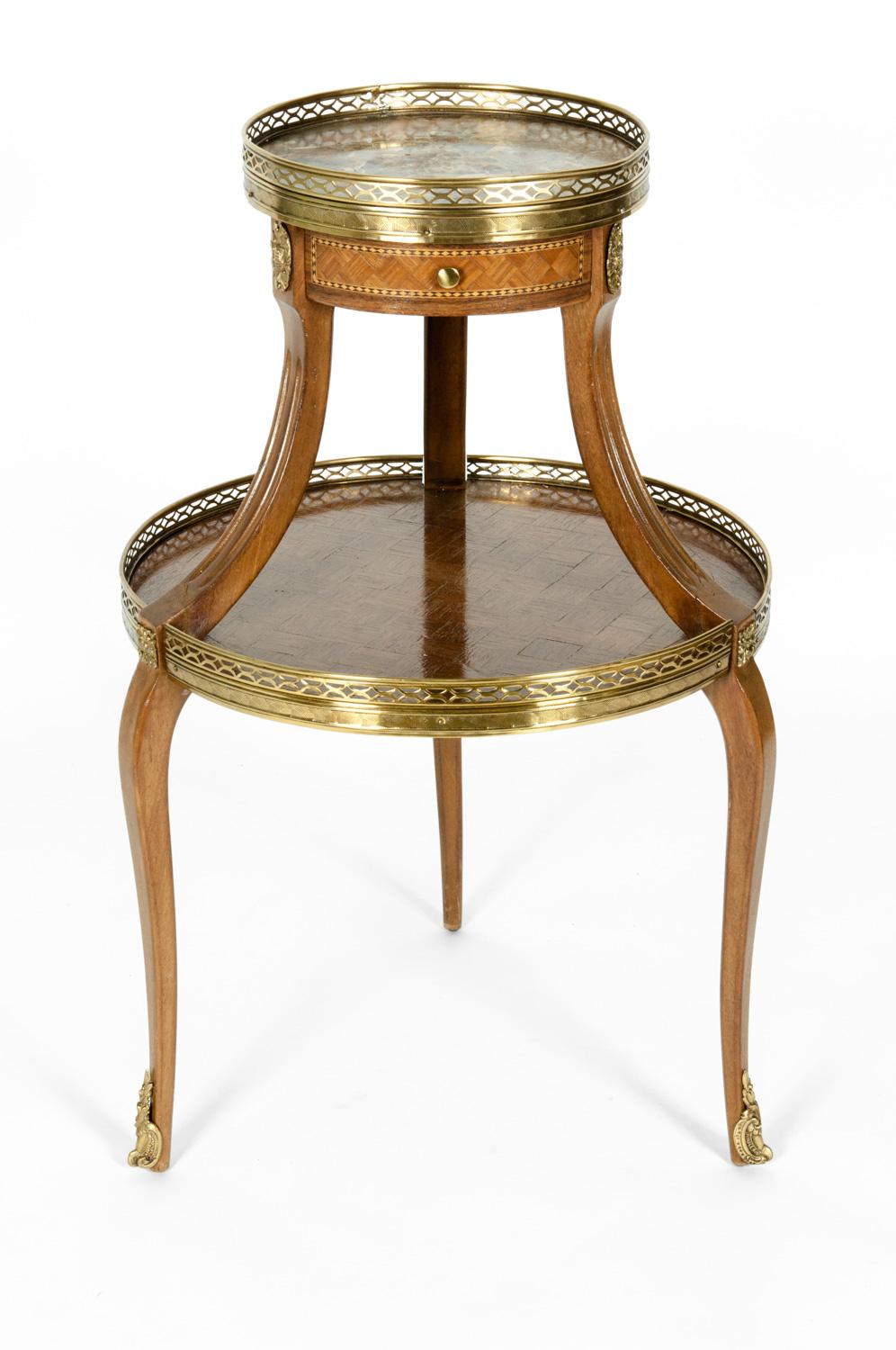 Two-Tier Marble-Top Marquetry Side or End Table 4