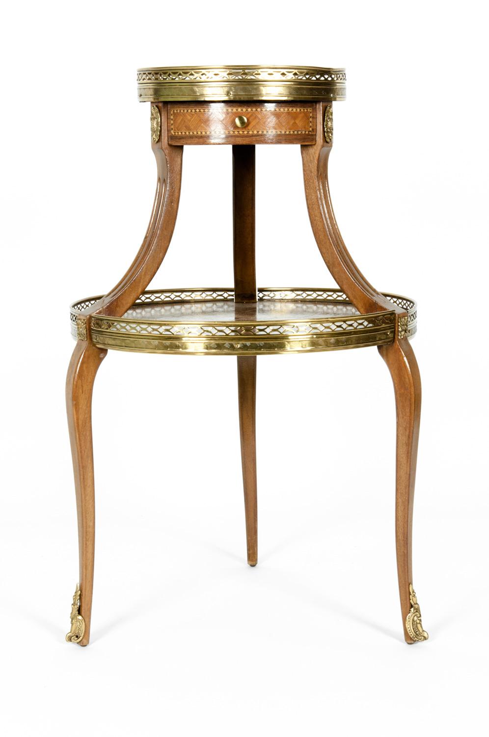 Two-Tier Marble-Top Marquetry Side or End Table 5