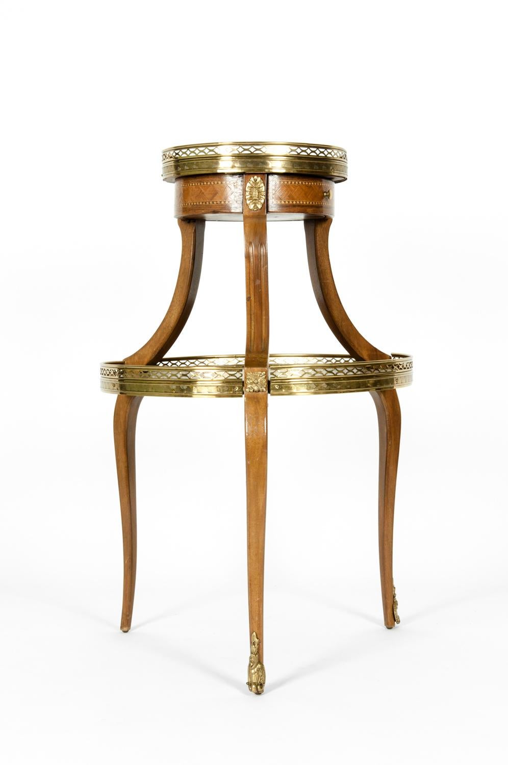 Louis XVI Two-Tier Marble-Top Marquetry Side or End Table