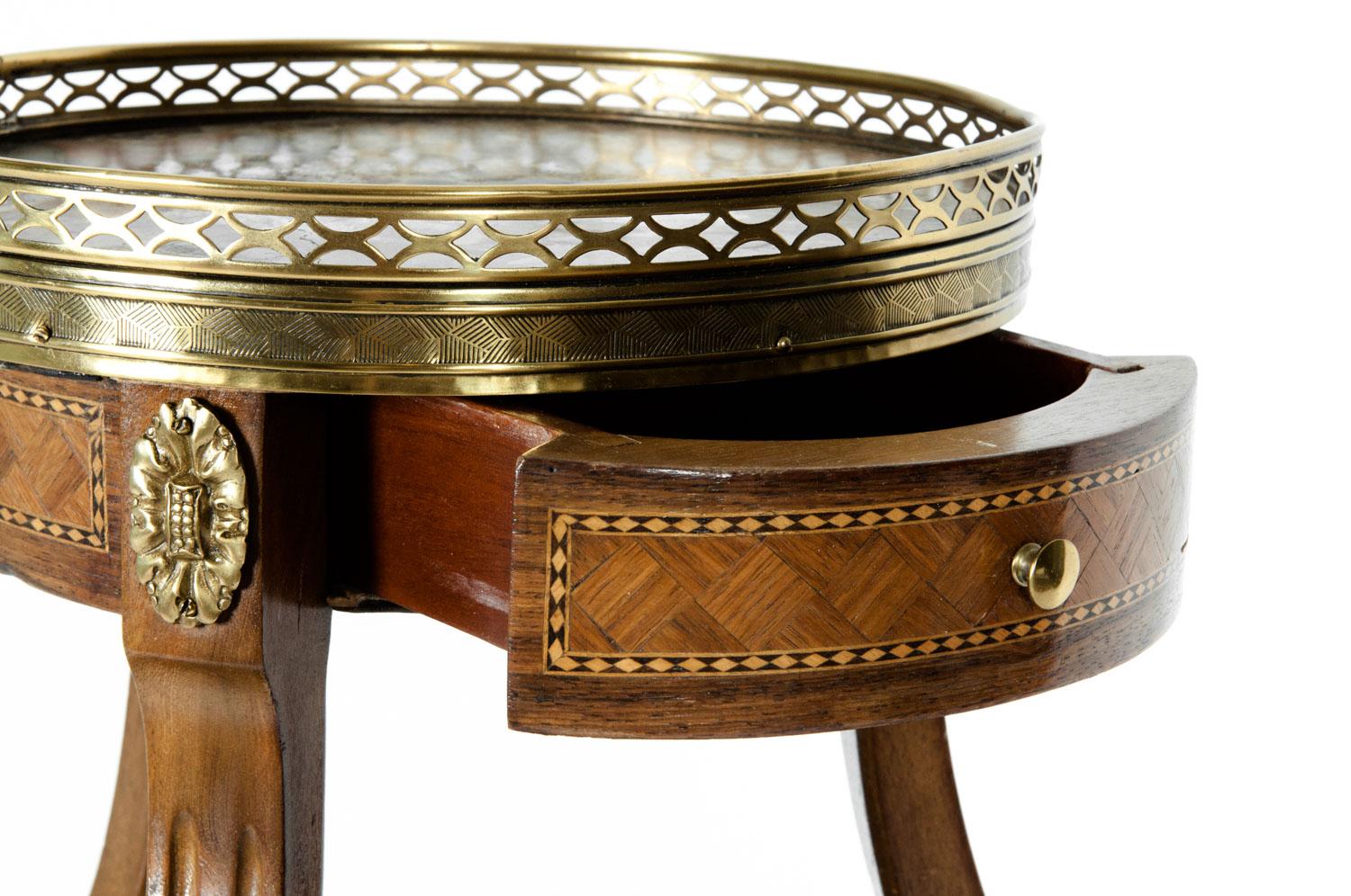 Two-Tier Marble-Top Marquetry Side or End Table 3