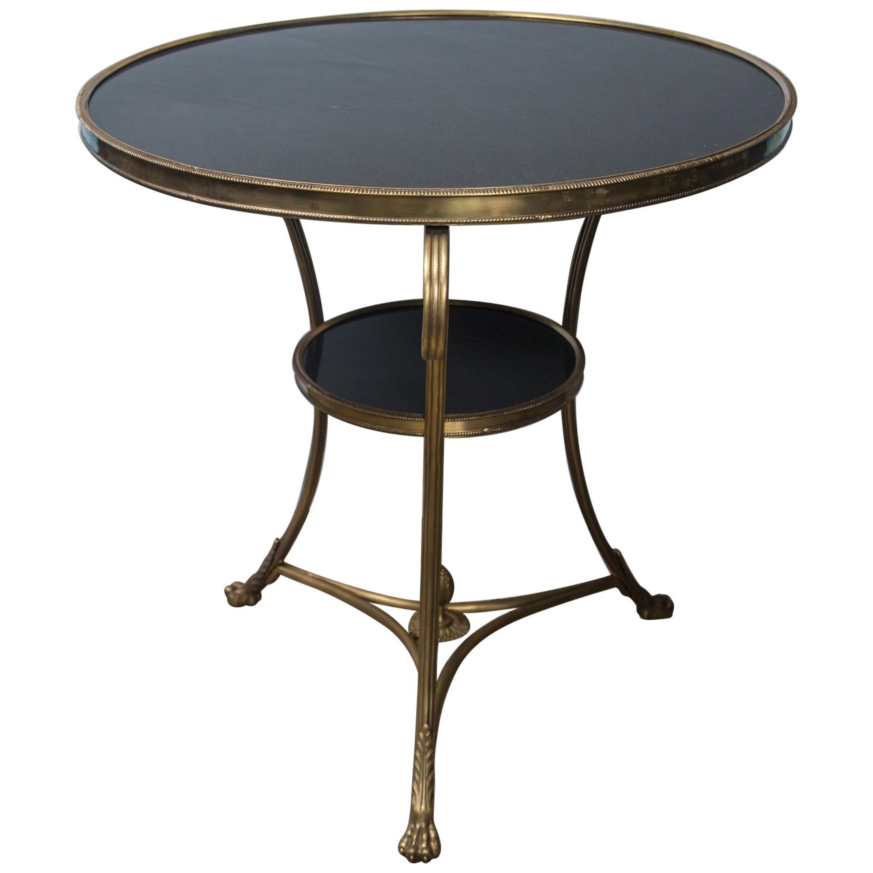Two-Tier Marble Topped  Brass Gueridon