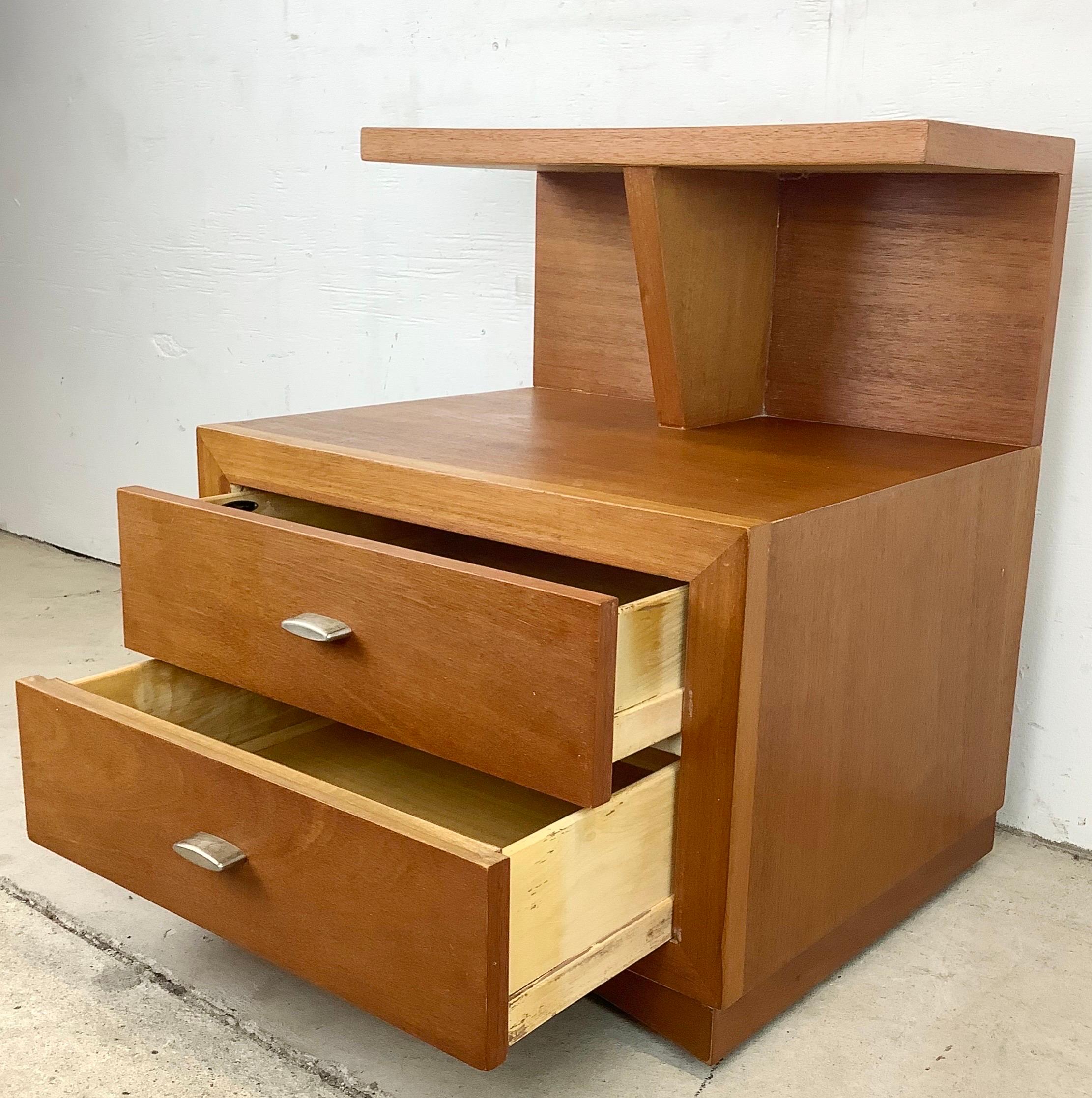 Mid-Century Modern Two-Tier Midcentury Nightstand or End Table