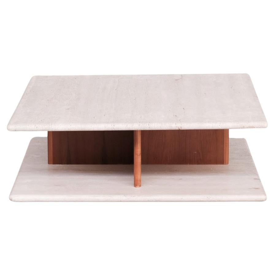 Travertine Marble TwoTier Coffee Table, 1980 at 1stDibs