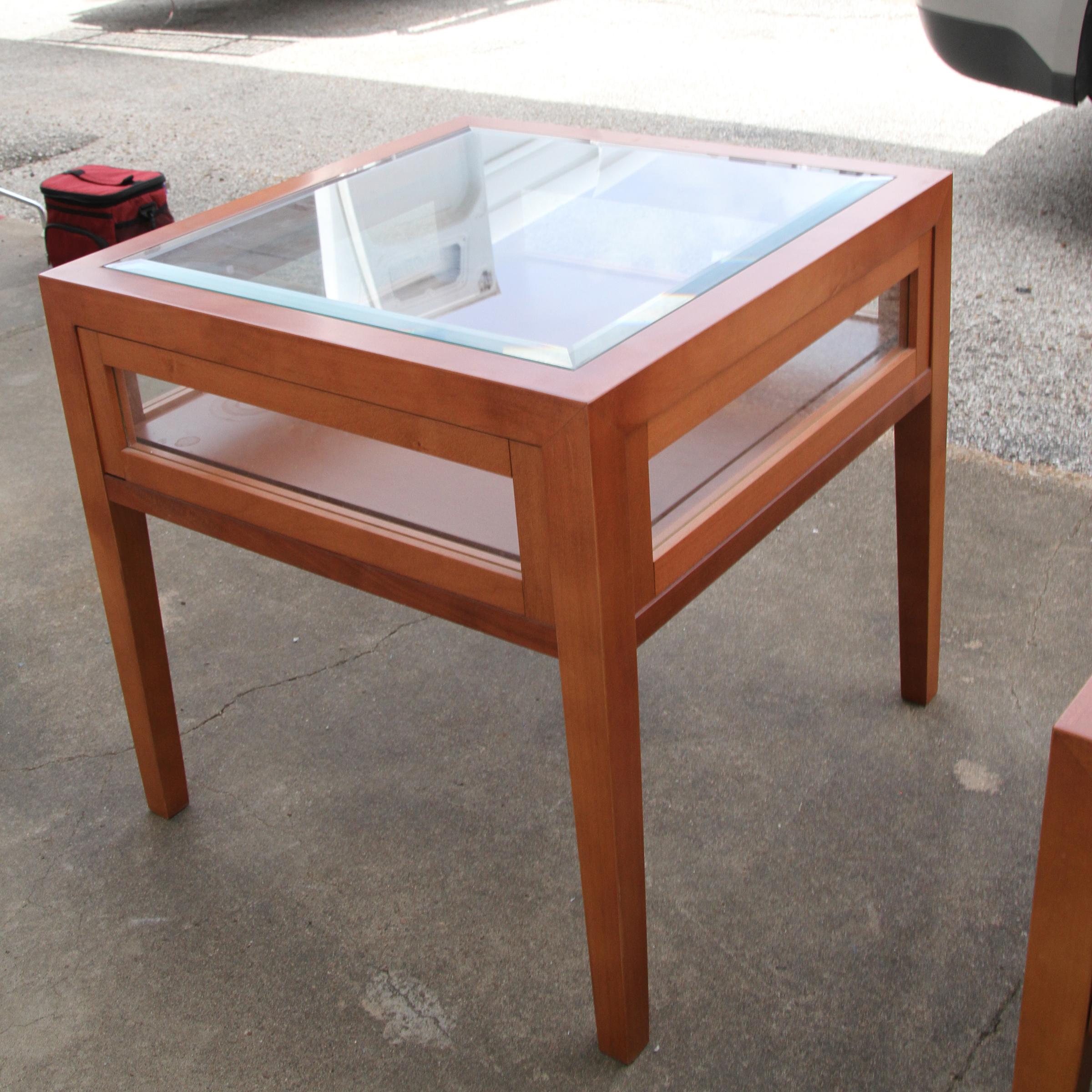 Late 20th Century Two Tier Modern Display Side Table For Sale