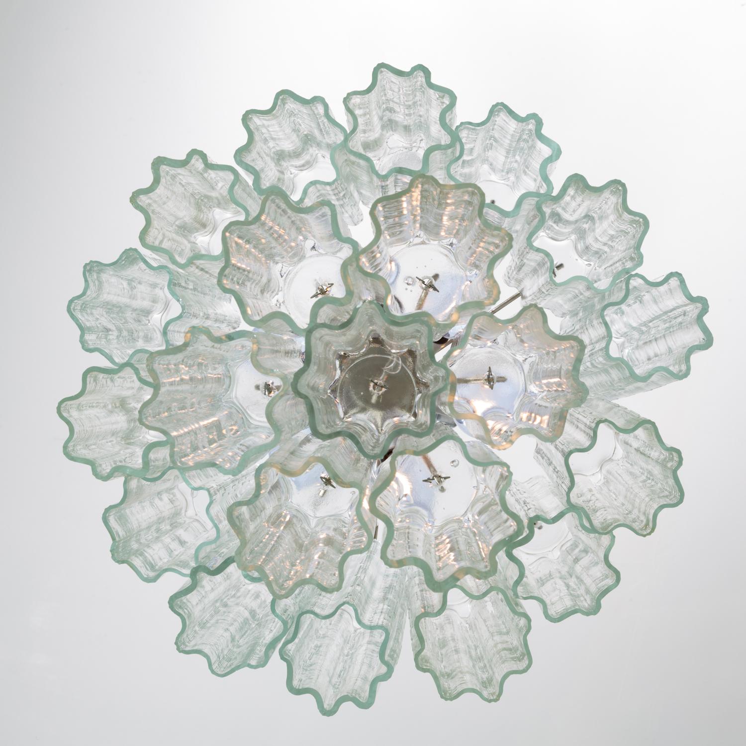 Mid-Century Modern Two-Tier Murano Glass Chandelier by Venini