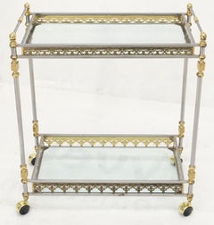 Two Tier Ornate Fine Detail Brass & Crome Serving Bar Cart Liquor Station