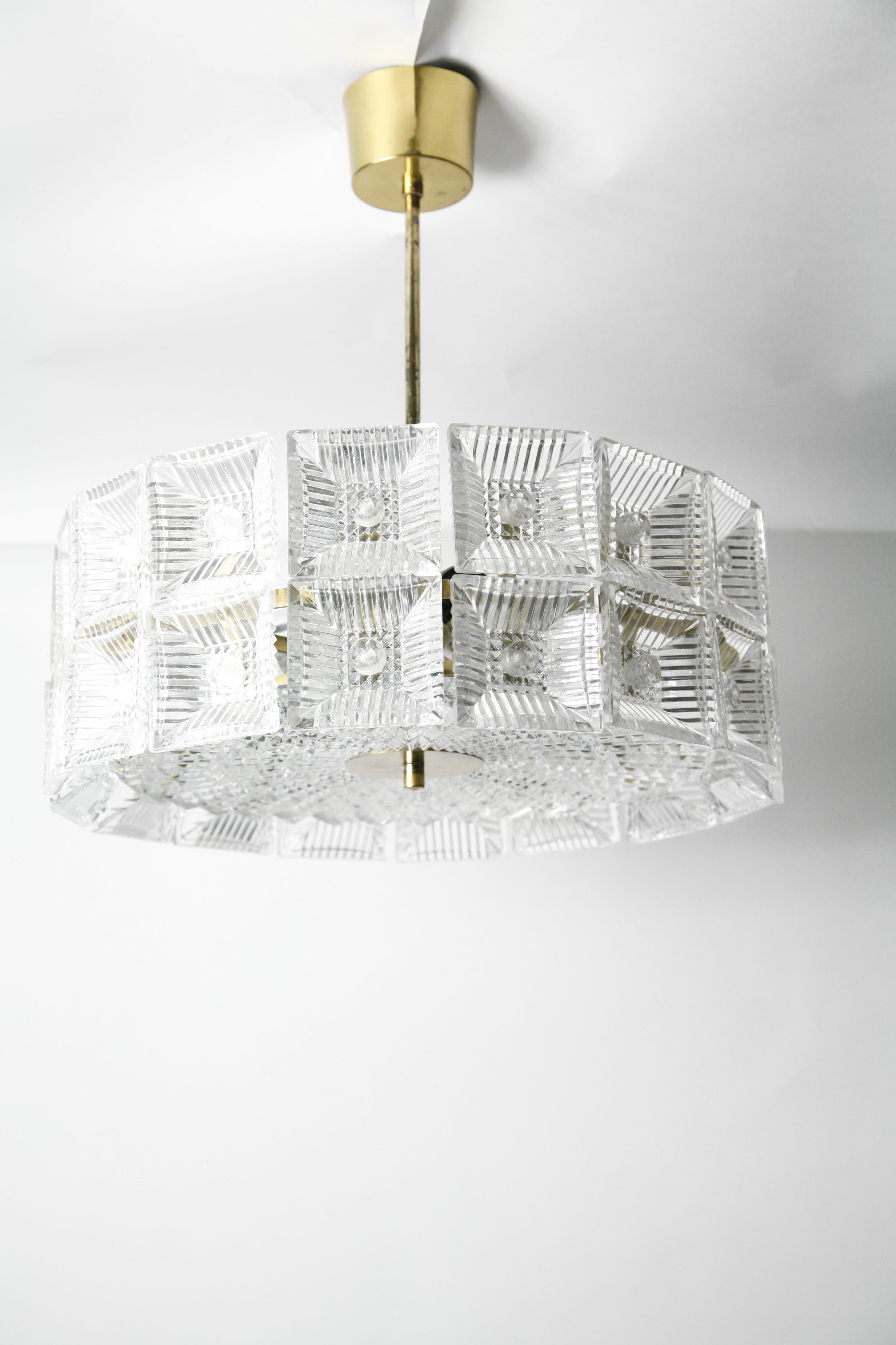 Two-Tier Orrefors Crystal Flushmount Designed by Carl Fagerlund, 1970, Sweden For Sale 9