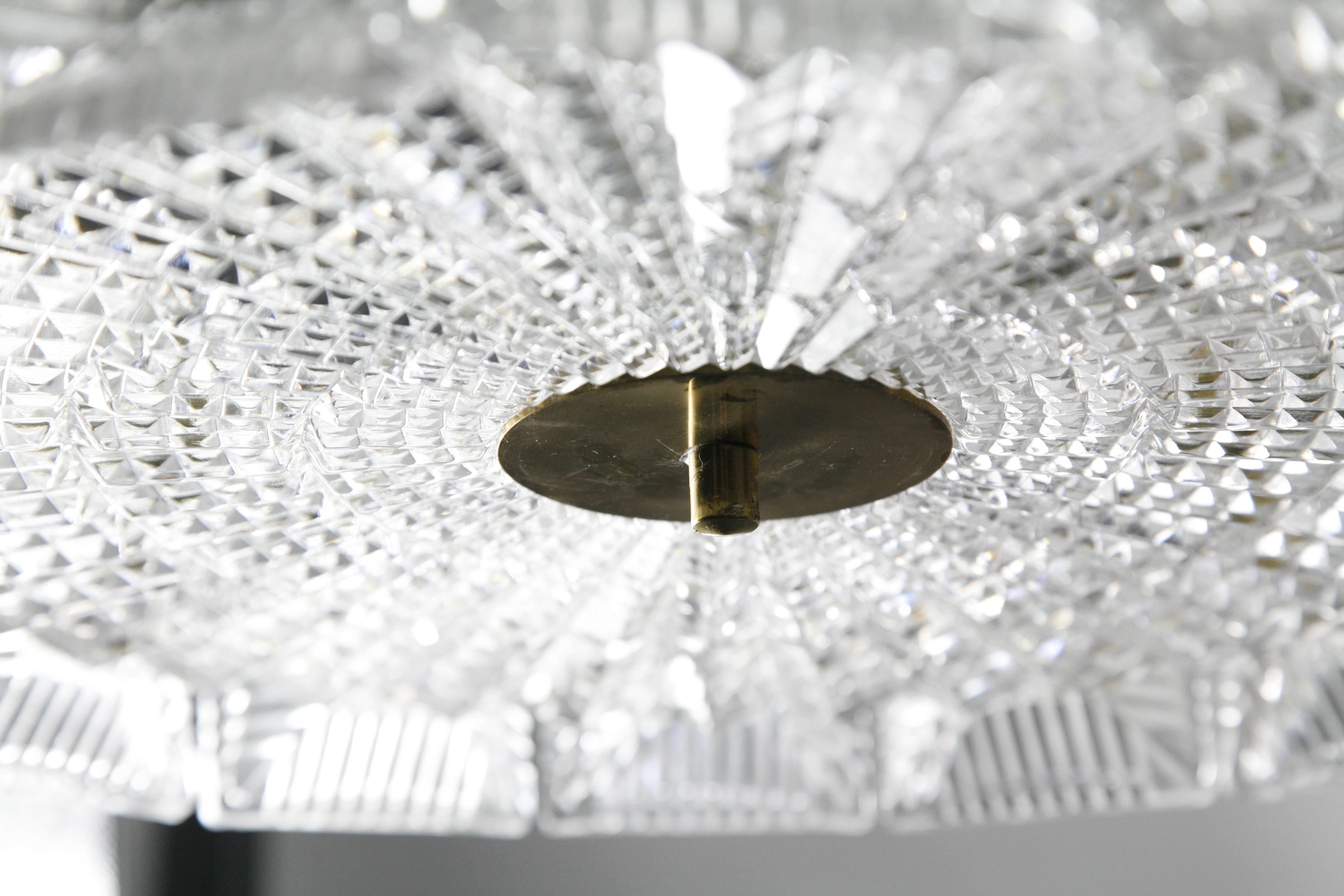 Two-Tier Orrefors Crystal Flushmount Designed by Carl Fagerlund, 1970, Sweden For Sale 11