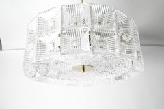 Two-Tier Orrefors Crystal Flushmount Designed by Carl Fagerlund, 1970, Sweden