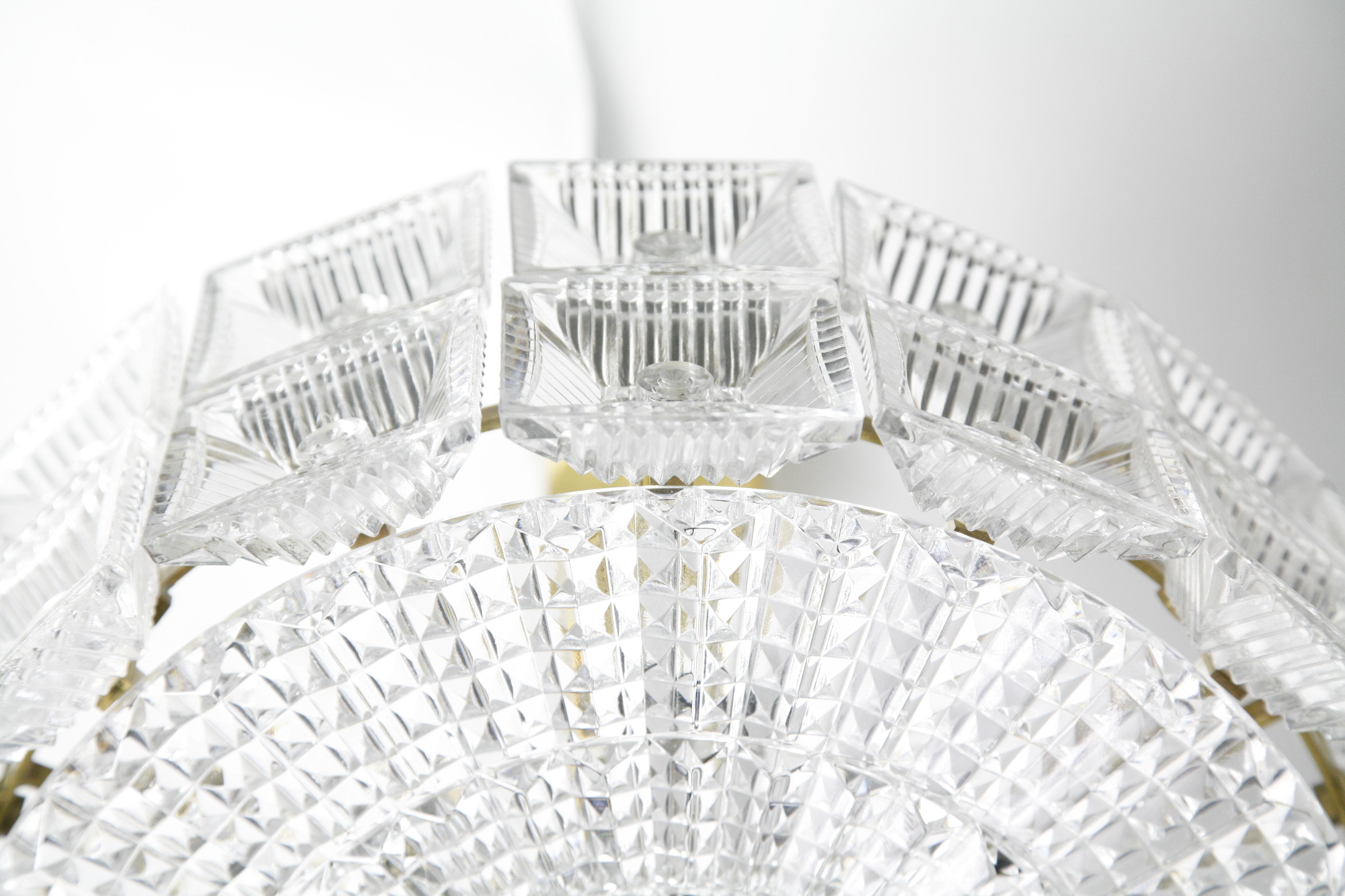 Late 20th Century Two-Tier Orrefors Crystal Flushmount Designed by Carl Fagerlund, 1970, Sweden For Sale