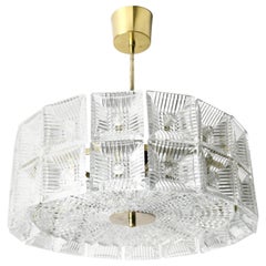 Two-Tier Orrefors Crystal Flushmount Designed by Carl Fagerlund, 1970, Sweden