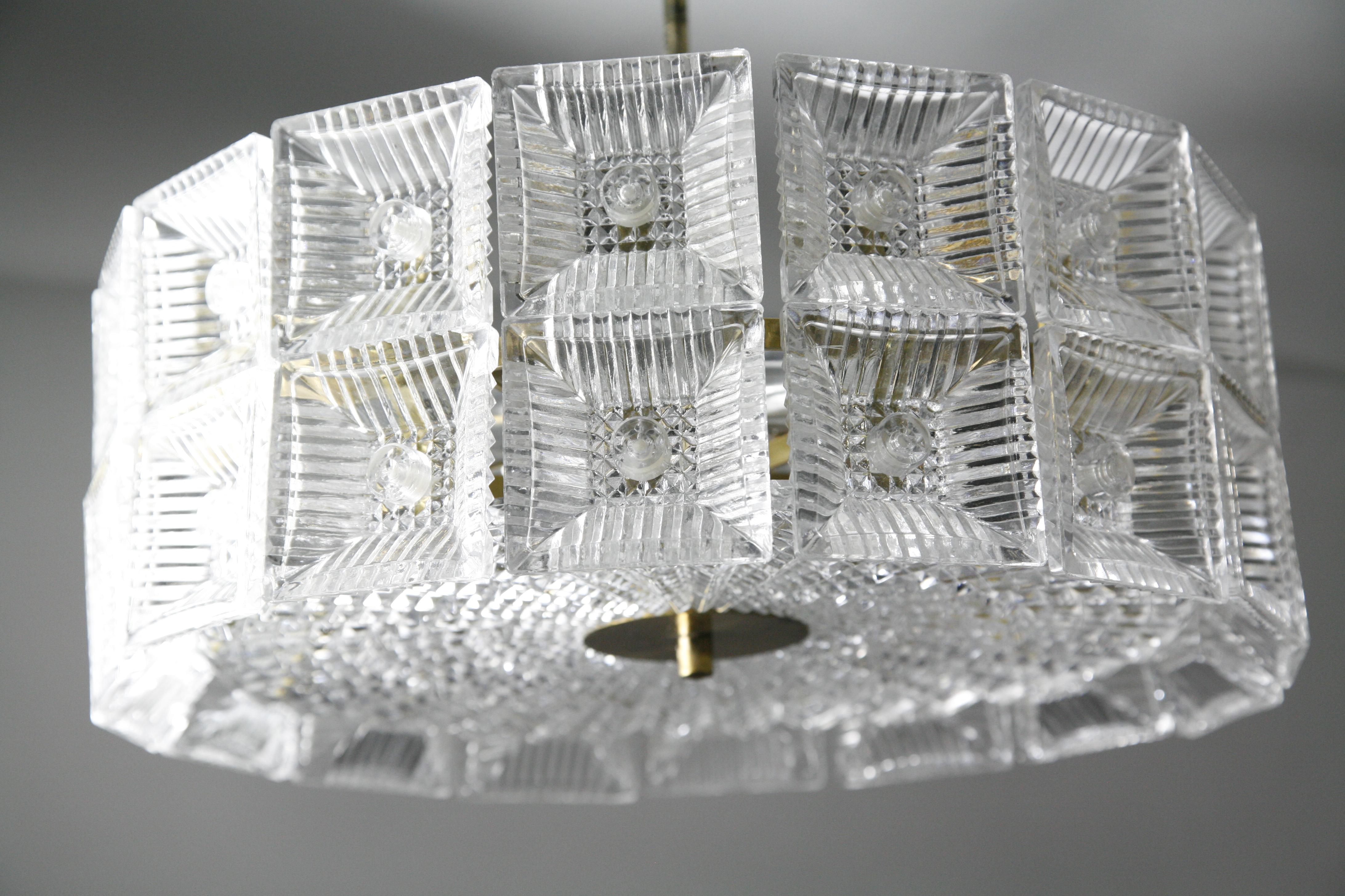 Two-Tier Orrefors Crystal Flush Mount Designed by Carl Fagerlund, 1970, Sweden 12