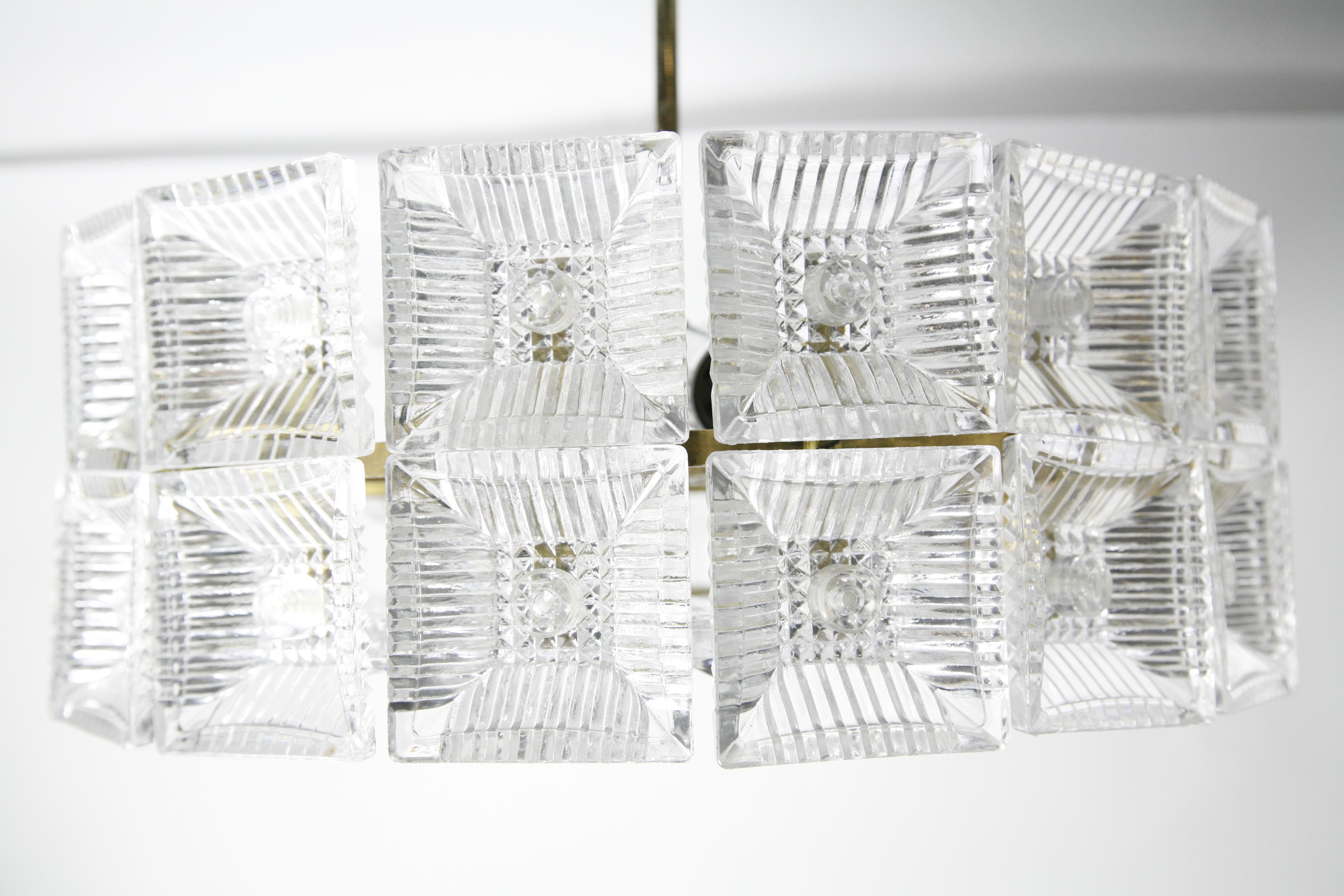 Two-Tier Orrefors Crystal Flush Mount Designed by Carl Fagerlund, 1970, Sweden 1