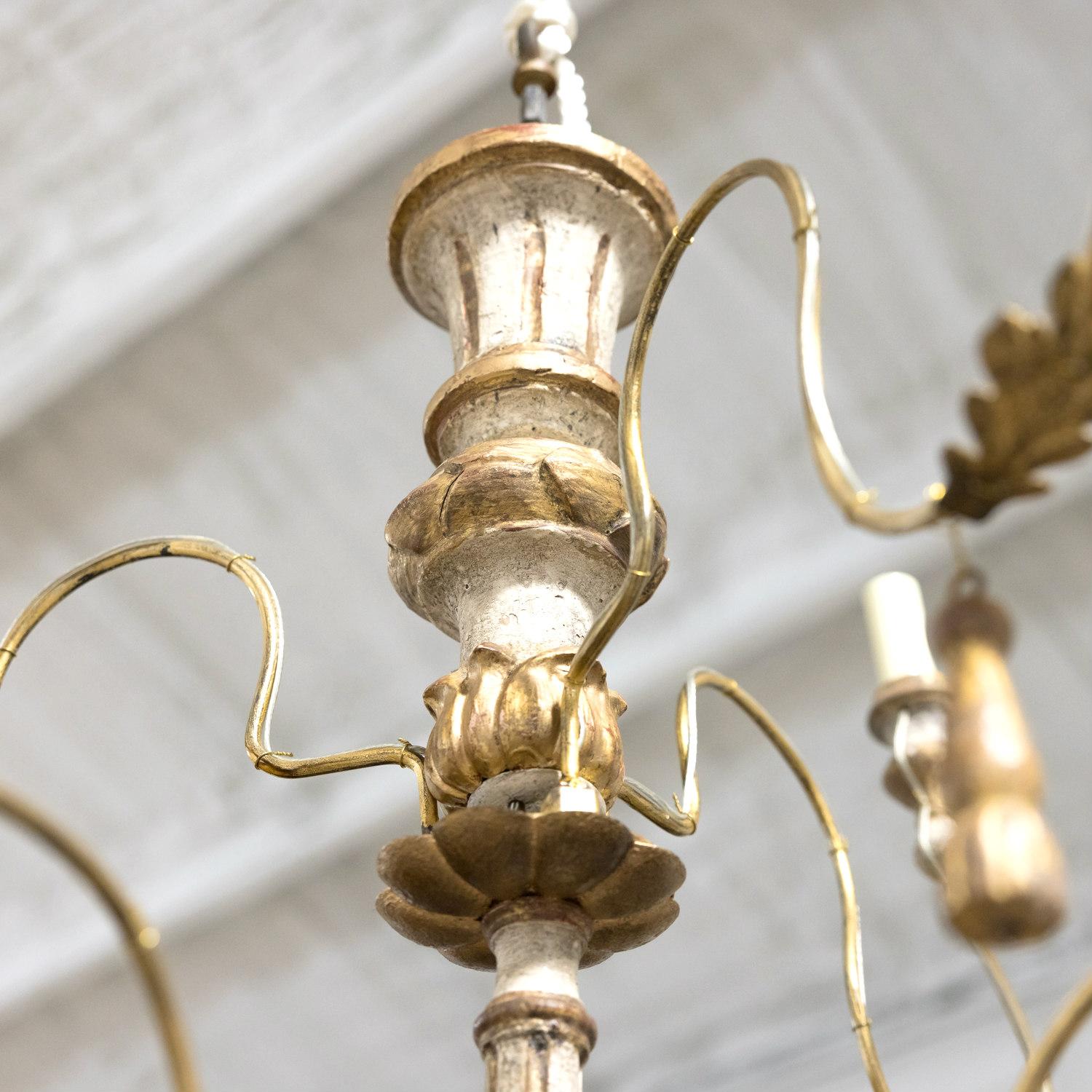 Two-Tier Painted and Parcel Gilt French Chandelier with Nine Lights 5