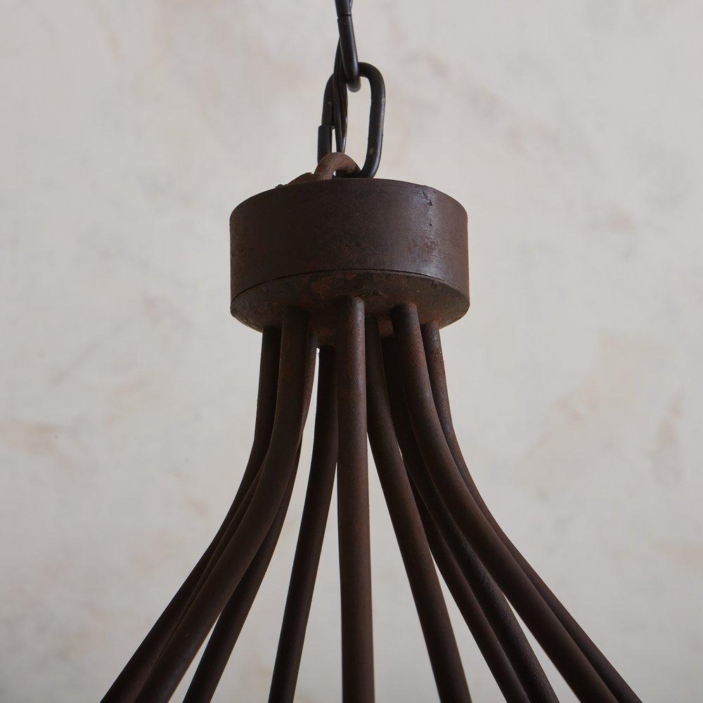 Late 20th Century Two-Tier Patinated Iron Curved Chandelier, Italy, 1990s For Sale