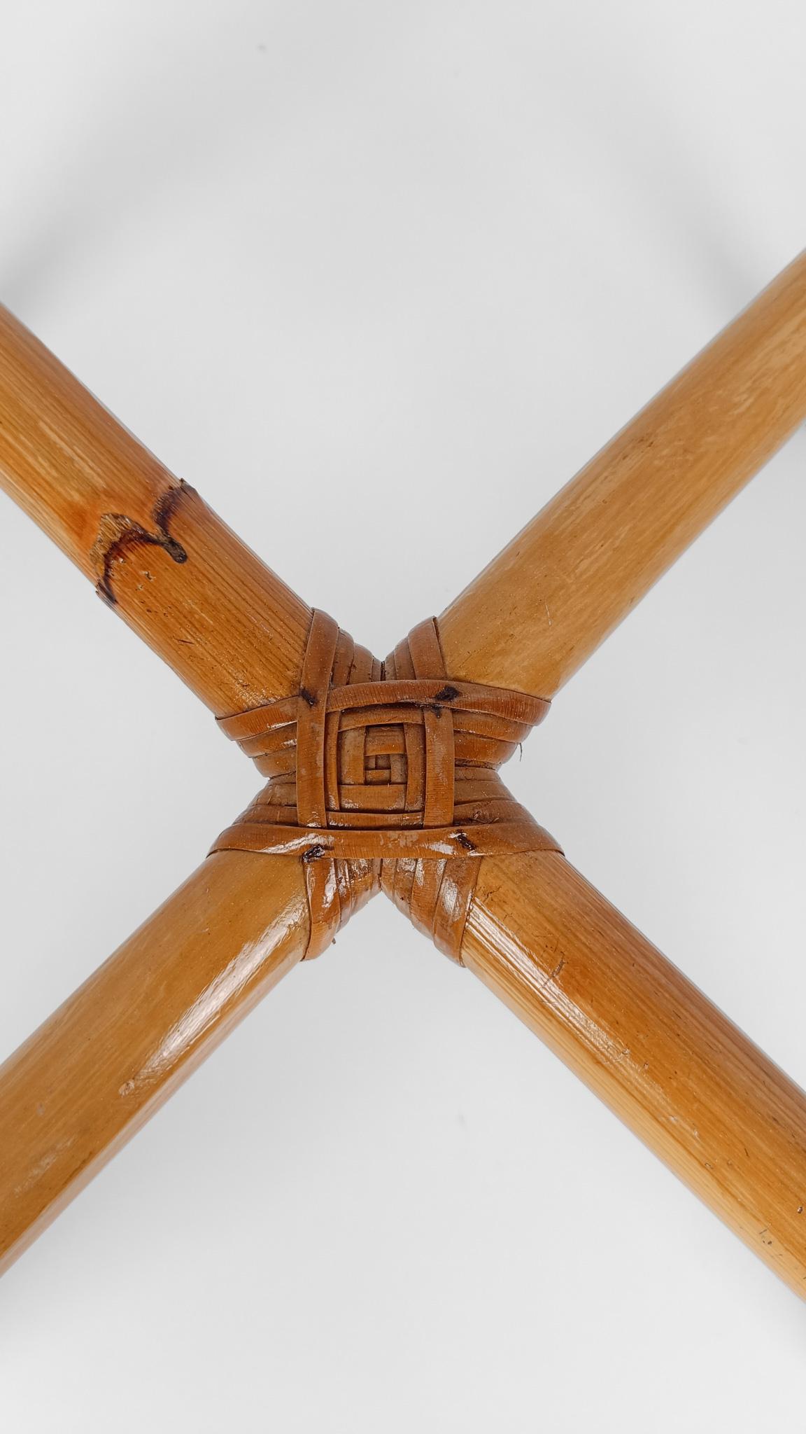 Jardinera de dos niveles de bambú, caña y ratán estilo Vivai del Sud, Italia años 60 en venta 4